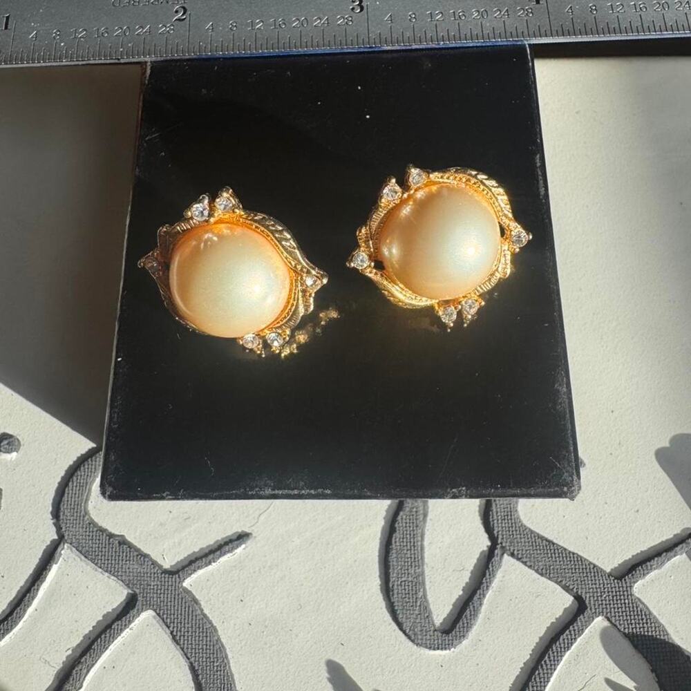 Gold and white rhinestone and
